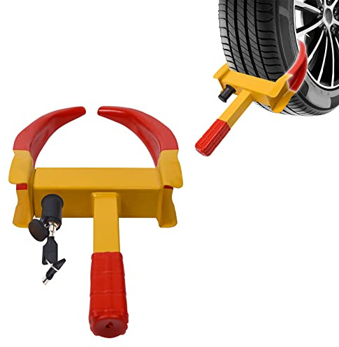 YEATHOR Wheel Clamp Lock Heavy Duty Tyre Locking Claw Anti-Theft Immobiliser Adjustable with Safety Lock and Keys for Car Motorbike Security for 19-30 cm Wide Wheel
