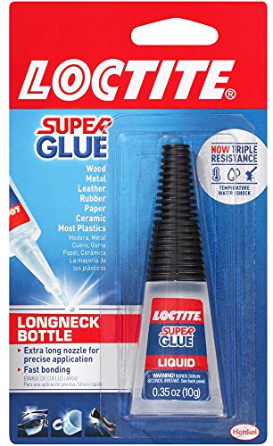 Loctite Super Glue Liquid Longneck Bottle, Clear, 0.35 fl oz Bottle, 1 Pack - Superglue for Plastic, Wood, Metal, Crafts & Repair, Cyanoacrylate Adhesive Instant Glue, Quick Dry