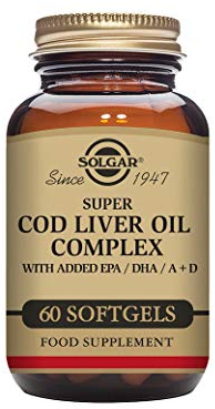 Solgar Super Cod Liver Oil Complex Softgels - Pack of 60 - Essential Fatty Acids, Vitamin A & D - Brain, Vision and Heart Health Support