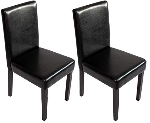 Mendler 2er-Set Esszimmerstuhl Stuhl Küchenstuhl Littau - Kunstleder, schwarz, dunkle Beine