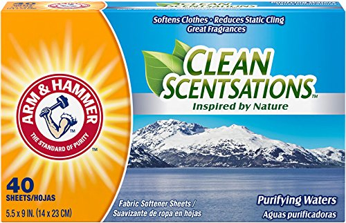 Arm & Hammer Arm und Hammer reinigen Scentsations Frische Weich Dryer Sheets, Purifying Waters - 40 Count (12er Pack)