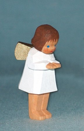 Lotte Sievers-Hahn Engel neugierig braun Krippenfigur mit Baumwollbeutel