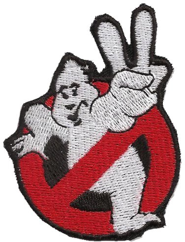 Ghostbusters Aufnäher mit Stickerei - Geisterjäger Patch zum aufnähen für Uniform/Kostüm/Overall - Geisterjäger Abzeichen Applikation, 75x55mm