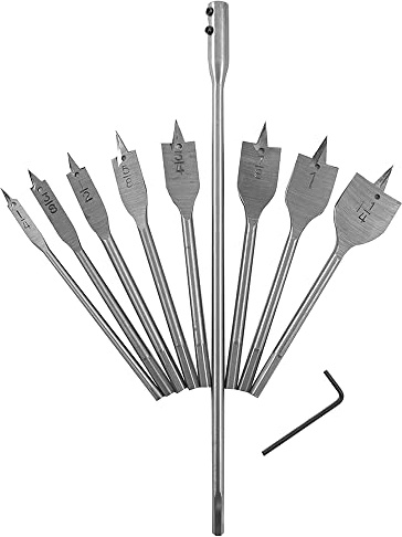 Dekton 6pc Flat Wood Drill Set-precision Machined Bits For Accurate Wood Drilling | For Use With An Electric Drill | For Cutting Straight Or Angled Holes In Hardwood, Cross Grain And Laminated Panels