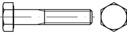 DIN 960 8.8 Sechskantschrauben mit Schaft, mit metrischem Feingewinde - Abmessung: M12 x1,25x100 (50 Stück)