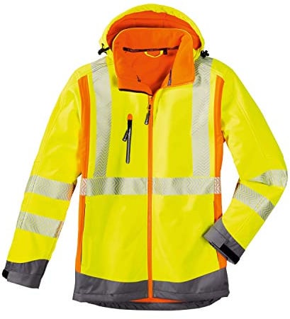4Protect Warnschutz Softshelljacke Houston, 1 Stück, leuchtgelb/-orange/grau, 3475-XL