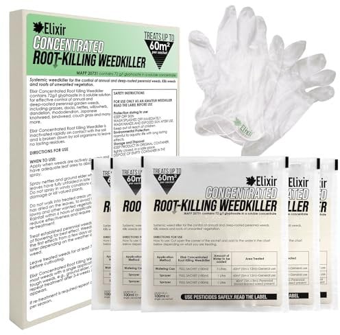 Elixir Gardens 6 x 100ml Sachets Concentrate Glyphosate Weed Killer | Treats 66 sq.m per Sachet | Home & Garden Herbicide/Weedkiller | Supplied in Box