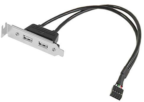 Aukson I00 USB Kabel Adapter 9-Pin Buchse auf 2X USB Buchse Slotblech – USB 2.0, Datenübertragungsrate bis 480 Mbit/s, 8 cm Slotblech, 30 cm Pfostenverbinder für Mainboard