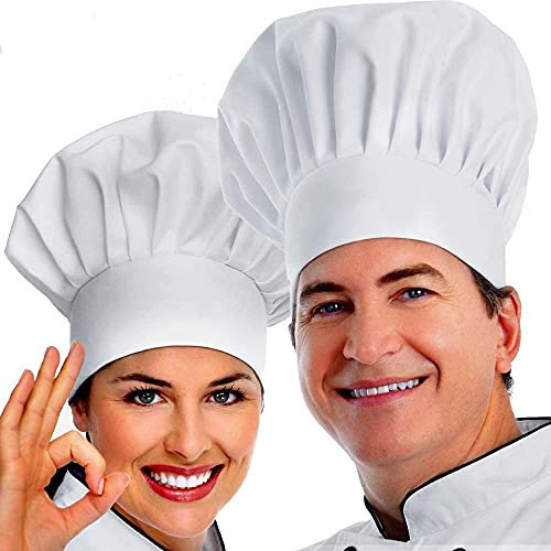 ipekar Chef Hat, 2PCS Adult Premium Adjustable Elastic Baker Kitchen Cooking Chef Cap, for…