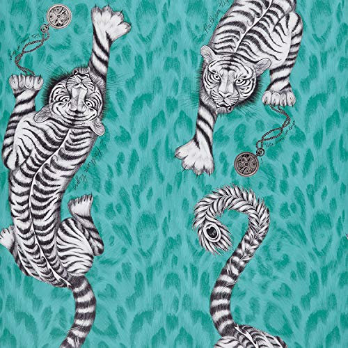 Emma J Shipley Animalia Tigris Teal W0105/05 Wallpaper