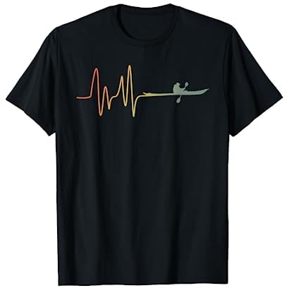 Hobby Sportart Wassersport Paddel-Sport Geschenke Herzschlag Herzfrequenz Herzlinie Kanu Paddelboot Kajak Boot T-Shirt Schwarz S Unisex-Erwachsene Klassische Passform Kurzarm