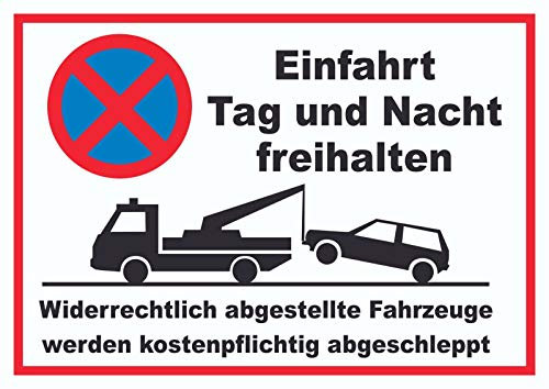 HB-Druck Parken verboten Einfahrt Tag und Nacht freihalten Schild A6 Rückseite selbstklebend