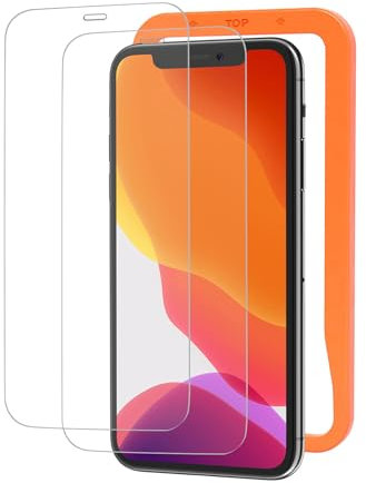 NIMASO Protector Pantalla para iPhone 11/XR 6.1 Pulgadas, Pack de 2 Cristal Templado HD Claro Dureza 9H, Grado Militar Antirrotura, Antiarañazos, con Herramienta de Fácil Instalación