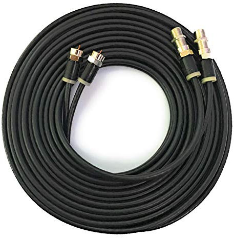 Twin Satellite Shotgun Coax Cable Extension Kit with Pre Fitted Professional Compression F Connectors for Sky Q | Sky HD | Sky+ | Freesat | By Inbrackets (10 Metres, Black)