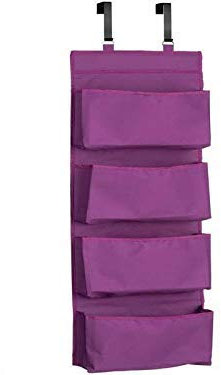 YNR NEW 4 SECTION OVER DOOR HANGING WARDROBE STORAGE UNIT CLOTHES SHOE ORGANISER IN Polyester Polyester (PURPLE)