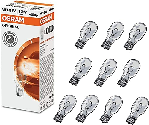 10x Original Osra.m W16W 12V 921 Standard Ersatz Halogen Birne für Bremslicht Hecklicht Rückfahrlicht Nebelleuchte vorne Blinker vorne hinten und seitlich E-geprüft