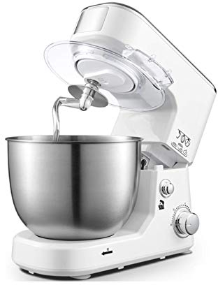 JHNEA Impastatrice Planetaria Multifunzione, 1000W Impasto, Frusta a Foglia - Frusta a Filo - Gancio Impastatore, Sbattitore Elettrico Cucina,5l,White