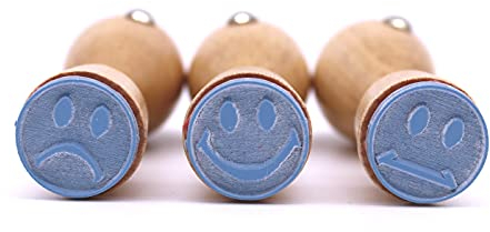 Dekolando Stempel Smily lachend weinend Gesichter Set smilie smile - ca. Ø 20 mm - 3 Motivstempel