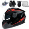 KILCVEM Motorcycle Helmets DOT/ECE Approved Modular Flip up Front Motorbike Helmet Sets (4 pieces) with Sun Visor, Full Face Racing Crash Helmet for Adult Men Women - Black Red,M