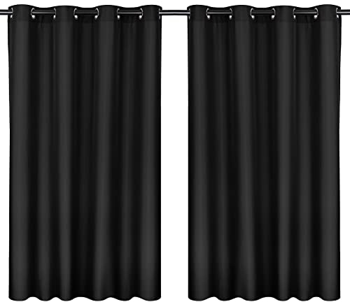 Moon 2er Pack Vorhang Ocean 70% Blickdicht, Ösenvorhang, Höhe 245 cm - Breite 140, verdunkelnd mit 8 Ösen (schwarz)
