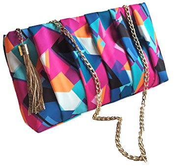 JURLEA pochette da donna in seta da sposa borsa da pranzo a catena lunga a tracolla per cena festa shopping (MH2, Colorato-MH2)