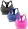 Libella 3er Pack Damen Sport BH Bustier Comfort BH Reissverschluss Gepolsterter Push UP Stützfunktion verstellbare Träger Ohne Bügel Yoga Fitness 3714 Grau +Blau+Pink LXL