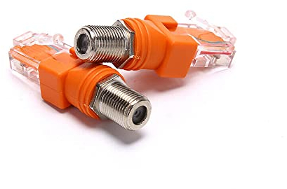 Elecbee Koaxialadapter F-Buchse auf RJ45 Stecker Koaxial Hohlkoppler Adapter, Gerade Stecker RJ45 auf RF Steckverbinder Konverter (2 Stücke)