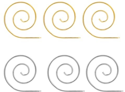 KINBOM 6pcs Spiral Cable Knitting Needles, Spiral Needles Stainless Steel Handmade Knitting Tool for Shawl Cardigan Sweater Yarn Knitting(Gold, Silver)