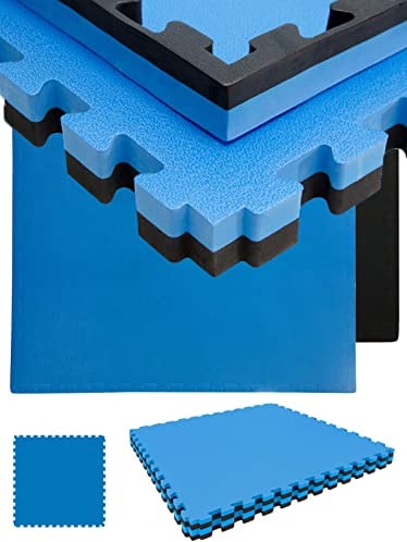 eyepower 4cm dick: 1.6qm Fitnessmatte Puzzle - 2 Bodenplatten Sport 90x90 - Squat Rack Hantel Matte - Puzzlematten Outdoor Training Trampolin Sprossenwand Tatami Matte Fallschutzmatten Indoor Kinder