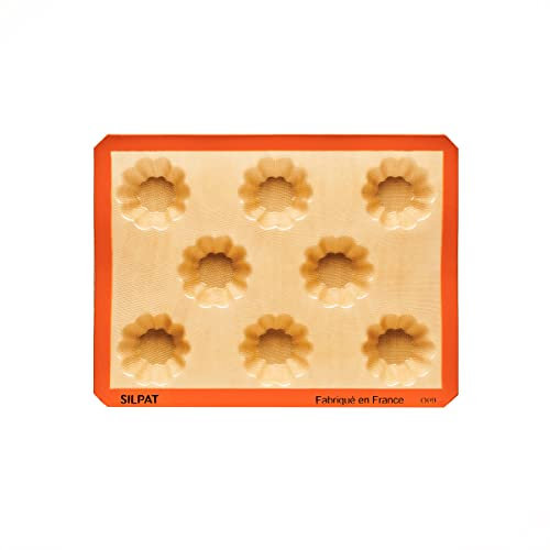 Silpat Moule 8 Briochettes – Brioche Aérienne, Tartelettes Gourmandes – Silicone Antiadhésif, Cuisson Uniforme – Idéal Pâtisserie Maison, Facile à Démouler, Réutilisable – Qualité Professionnelle