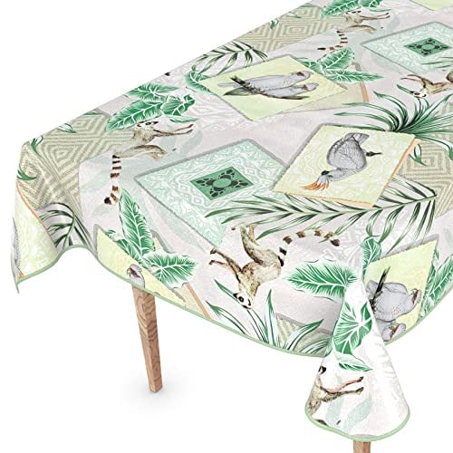 Wachstuchtischdecke Wachstischdecke Tischdecke abwaschbar Gartentischdecke Wachstuch Eckig rund oval 180 x 120cm mit Saum Exotik