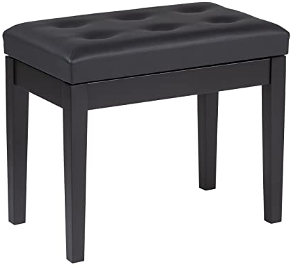 Klavierbank mit Notenfach Fame PB-15C, Matt Schwarz, Solide Verarbeitung, Gepolsterte Sitzfläche, Kunstlederbezug, Geeignet für Pianisten und Keyboarder