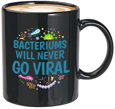 Flairy Land Microbiologist Coffee Mug 11oz Black - Bacteriums Will Never Go Viral - Biotechonolgist Laboratorian Pathologies Biochemistry Scientist
