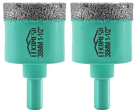 Diamond Core Drill Bits 2pcs-38MM - LEKOMESH Tile Hole Saw with Triangle Shank for Porcelain Tile Ceramic Granite Marble Masonry Stone,Vacuum Brazed Diamond Drill Bits