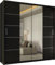SLIDING WARDROBE 4U Winnipeg Double Door Sliding Mirror Wardrobe with Adjustable Shelves and Hanging Rails (Black, 203cm)