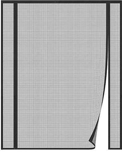 Risareyi Moustiquaire Porte Magnétique 205x220cm en Fibre de Verre Noir, Double Ouverture Latérale Rideau Moustiquaire Porte Fenetre Anti-insectes pour Entree Moustiquaire Aimantée Sans Percage