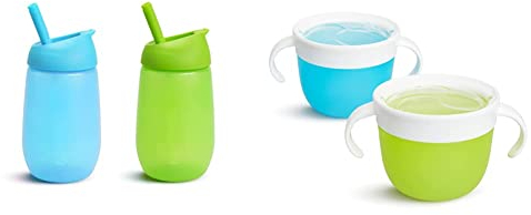 Munchkin Simple Clean Toddler Cup Set with Straw, BPA Free Non Spill Cup, Dishwasher Safe Leakproof Silicone & 2 Piece Snack Catchers, Toddler Snack Box & Baby Weaning Pot