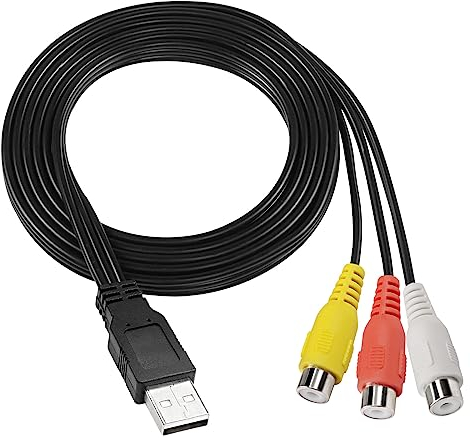 XMSJSIY Cable USB a RCA USB A 2.0 macho a 3 RCA macho Jack Video Audio AV Composite Capture Card Splitter Cable adaptador para TV/PC – 1,5 m (USB macho a 3 RCA hembra)