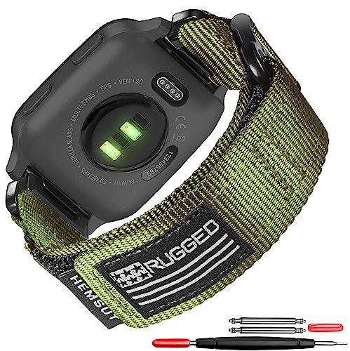 Kompatibel für Garmin Venu/Venu 2 Plus/Venu Sq/Venu Sq 2/ Venu Sq Music (Nicht Venu 2S/Venu 2) Quick Pins Uhrenarmband, superrobustes Nylon-Sportarmband mit gewebtem Loop-Design
