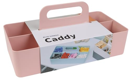 BLUE GINKGO Stapelbarer Organizer-Caddy – Tragbare Aufbewahrung aus Korea für Bad, Büro, Bastel- oder Schulbedarf (Langes Rechteck, Pink)