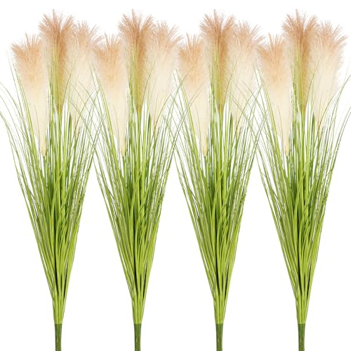 Melorca&Guilla Künstliche Pflanzen, 84 cm, hohe Zwiebelpflanzen, Kunstrasen, Grünsträucher, Sträucher für Garten, Geschäft, Büro, Heimdekoration, 4 Stück