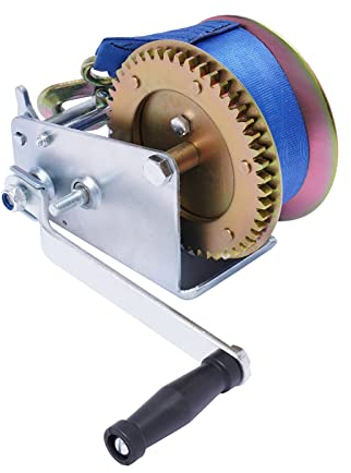 Handseiwinde Profi Gurtwinde mit 10m Gurtband Handwinde Seilwinde Winde Bootswinde für parallelen Schleppen und Bewegen von Gütern,3500lbs