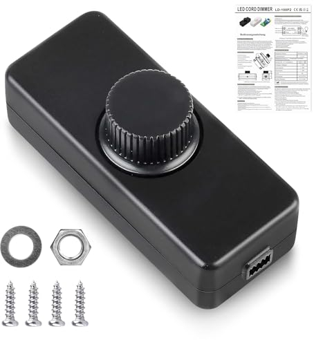 Vegena Interruttore di attenuazione a LED, 220-240 V AC/50 Hz, regolatore di intensità rotante 3-100 W, per lampadine a LED