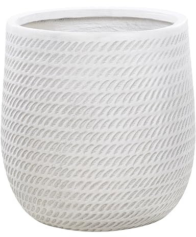 Blumentopf weiß verwaschen rund ⌀ 39 cm niedrig Seiloptik modern Livadia