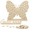 BOFUNX Hochzeit Gästebuch Holz mit Schmetterlingsrahmen Hochzeitsgästebuch, 53 Holzherzen, 1 Holzschild Personalisiert Hochzeitsdeko Set Hochzeitsgeschenke