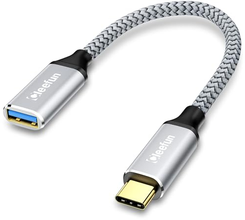 CLEEFUN USB C to USB 3.0 Adapter 0.15m, USBC Male to USB Female Adaptor OTG Cable 5Gbps for iPhone 16 15 Plus Pro Max,iPad MacBook Pro/Air,Galaxy S24/S23/S22,Pixel,USB-C Laptop Tablet, Grey