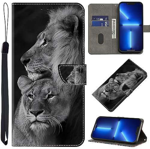 GLANDOTU Case for iPhone XS Max 6.5-Inch 2018 Phone Case,Multi-Pattern PU Leather Wallet Flip Case with [Standing Function] [Card Holder] [Wrist Strap] for iPhone XS Max -Lion
