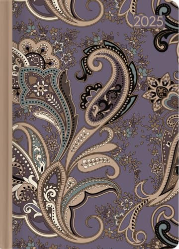 Alpha Edition - Ladytimer Paisley 2025 Taschenkalender, 10,7x15,2cm, Kalender mit 192 Seiten, Notizmöglichkeiten, Bucket List, Mondphasen und internationales Kalendarium