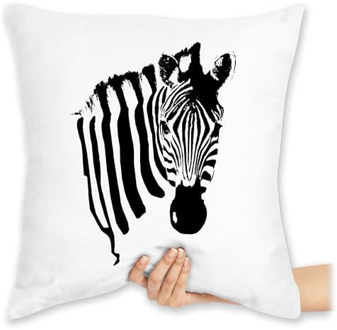 Kissen 40x40 Zierkissen - Geschenk Zebra I Zebramuster I Zebrastreifen I Zebra-Kostüm Safari I Afrika Tiermotiv - 40 x 40 cm - Weiß - tiermotiven zebras tiermotive karneval mit fasching fasnacht