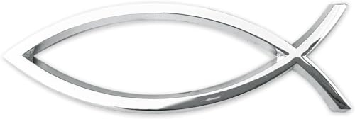 Newkon Christliche Auto-Aufkleber mit Jesus-Fisch, Fisch-Emblem, Kunststoff, Chrom, Silber, Symbol, für Auto, LKW, Stoßstange, Aufkleber (Kreuz)